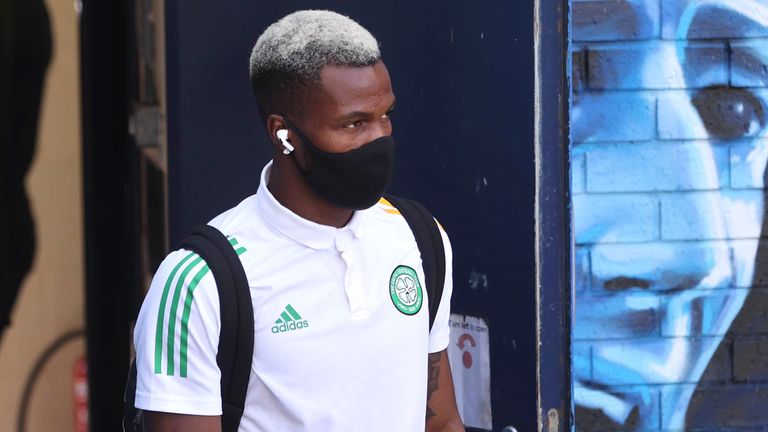 Celtic's Boli Bolingoli arrives for the Scottish Premiership match against, Kilmarnock