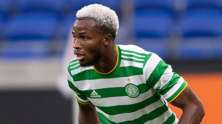 Boli Bolingoli in action for Celtic during the friendly match between  Nice and Celtic at the Groupama Stadium on July 16, 2020, in Lyon, France.  