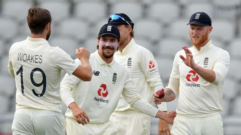 Chris Woakes dismisses Babar Azam on day three of first Test