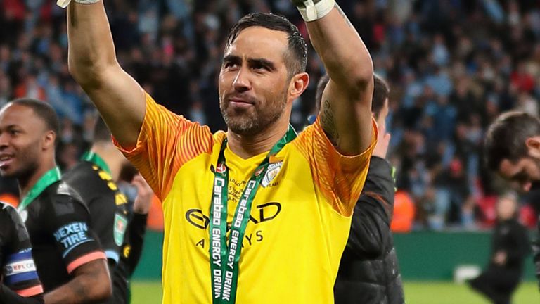 Bravo was in goal for Manchester City's EFL Cup victory against Aston Villa in his final season at the club