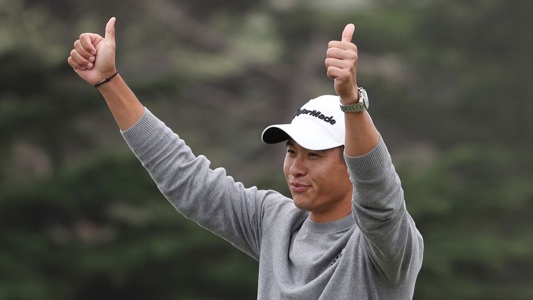 Collin Morikawa, PGA Championship winner 2020, thumbs up