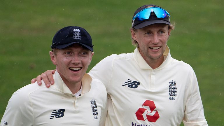 Dom Bess (L), with England captain Joe Root, has been first-choice Test spinner during the series against West Indies and Pakistan