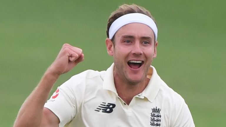 Stuart Broad celebrates a wicket