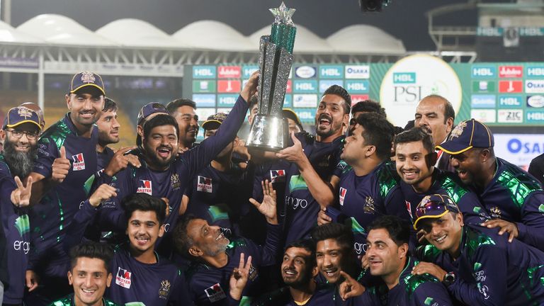 Quetta Gladiators celebrate their 2019 Pakistan Super League triumph in Karachi