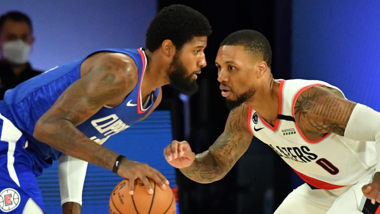 Paul George comes up against Damian Lillard in Saturday night's game