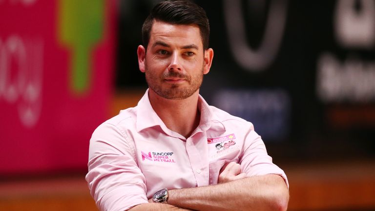 Dan Ryan coach of the Tunderbirds looks on during the round six Super Netball match between the Thunderbirds and the Firebirds at Titanium Security Arena on March 25, 2017 in Adelaide, Australia.