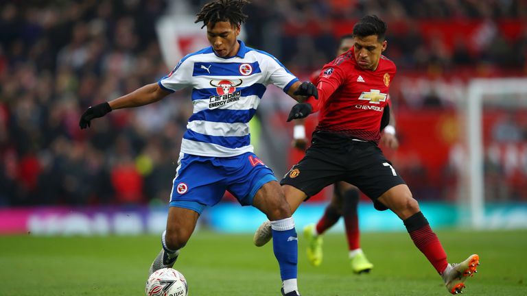 Danny Loader and Alexis Sanchez during the FA Cup Third Round match between Manchester United and Reading at Old Trafford on January 5, 2019 in Manchester, United Kingdom.