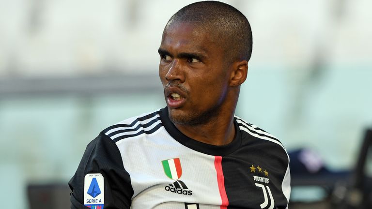 Douglas Costa of Juventus during the Serie A match between Juventus and Torino FC at Allianz Stadium on July 4, 2020 in Turin, Italy.