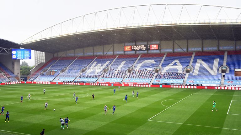 A general view of the DW Stadium during the Sky Bet Championship match between Wigan and Blackburn