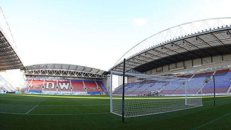 A general view of the DW Stadium, home of Wigan Athletic