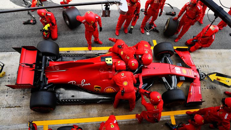 Ferrari's Charles Leclerc became the first retirement at the Spanish Grand Prix due to an issue with his engine.
