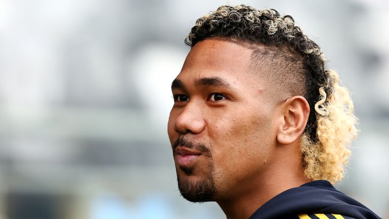 DUNEDIN, NEW ZEALAND - AUGUST 02: Folau Fakatava of the Highlanders looks on prior to the round 8 Super Rugby Aotearoa match between the Highlanders and the Blues at Forsyth Barr Stadium on August 02, 2020 in Dunedin, New Zealand. (Photo by Dianne Manson/Getty Images)