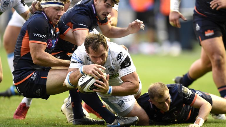 Glasgow Warriors' Fraser Brown scores