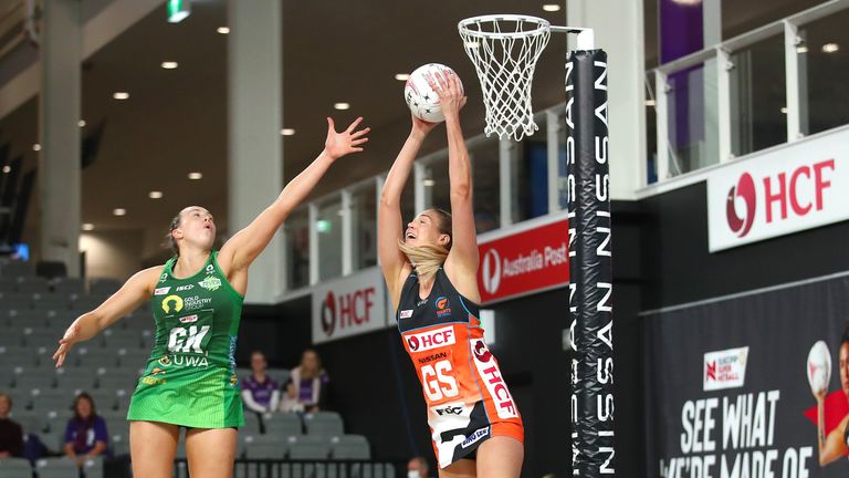 GIANTS and Fever in Super Netball action