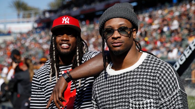 Melvin Gordon and Todd Gurley when they were at the Chargers and Rams respectively, attending the XFL game between the Dallas Renegades and the LA Wildcats