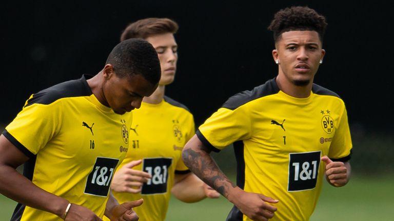 Jadon Sancho on day one of Dortmund&#39;s pre-season summer training camp