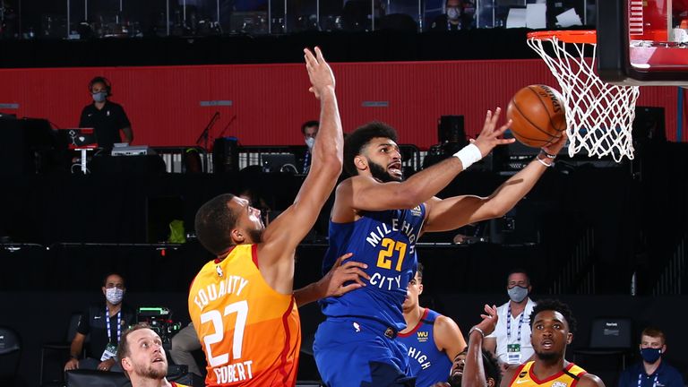Jamal Murray of the Denver Nuggets shoots the ball against the Utah Jazz during Game Six of the NBA Playoffs