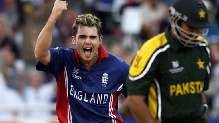 James Anderson celebrates the wicket of Inzamam-ul-Haq as he announced himself on the world stage