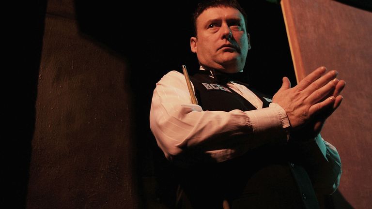 Jimmy White enjoys a peaceful moment before being called for his first round match against Fergal O'Brien at the Embassy World Snooker Finals at the Crucible Theatre on April 18, 2005 in Sheffield, England