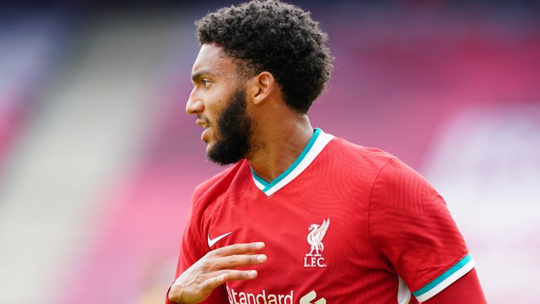 Joe Gomez of Liverpool during the friendly match between FC Red Bull Salzburg and FC Liverpool at Red Bull Arena on August 25, 2020 in Salzburg, Austria.