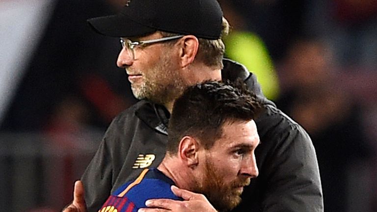 Jurgen Klopp congratulates Lionel Messi following the Champions League semi-final first leg encounter last season