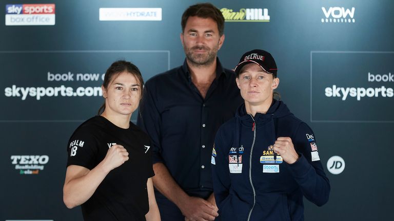 HANDOUT PICTURE COMPLIMENTS OF MATCHROOM BOXING.Katie Taylor and Delfine Persoon Final Press Confrence ahead of their undisputed Lightweight Titles fight on saturday Night..20 August 2020.Picture By Mark Robinson.