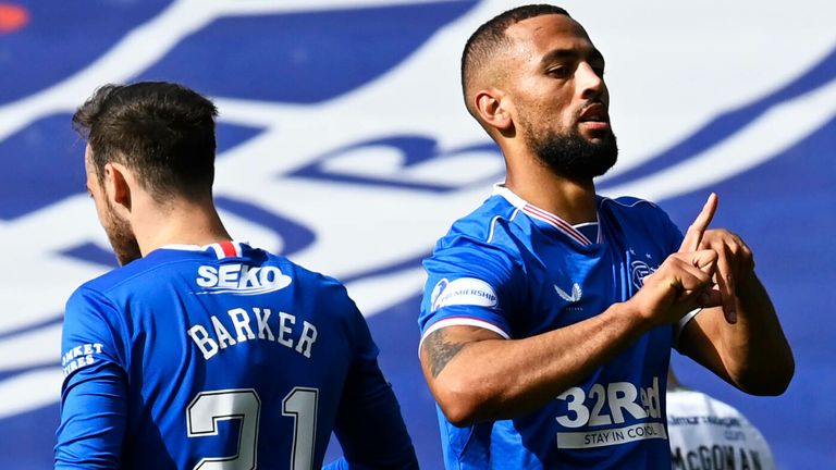 Kemar Roofe celebrates after scoring to make it 1-0 against Kilmarnock