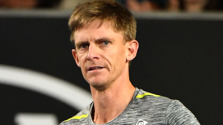 South Africa's Kevin Anderson reacts after a point against Taylor Fritz of the US during their men's singles match on day four of the Australian Open tennis tournament in Melbourne on January 23, 2020