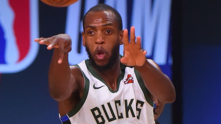 Khris Middleton finds a team-mate during the Bucks' win over the Heat