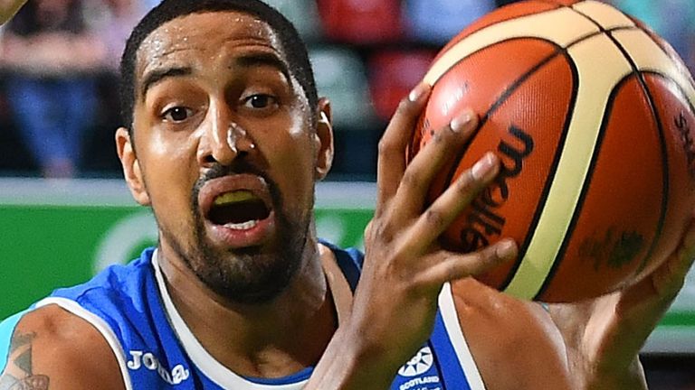 Kieron Achara competes during the Basketball  on day one of the Gold Coast 2018 Commonwealth Games at Townsville Entertainment Centre on April 5, 2018 on the Townsville, Australia
