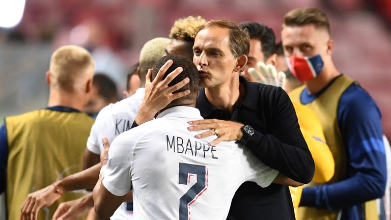 Tuchel kisses the head of Mbappe after his vibrant cameo at the Estadio da Luz