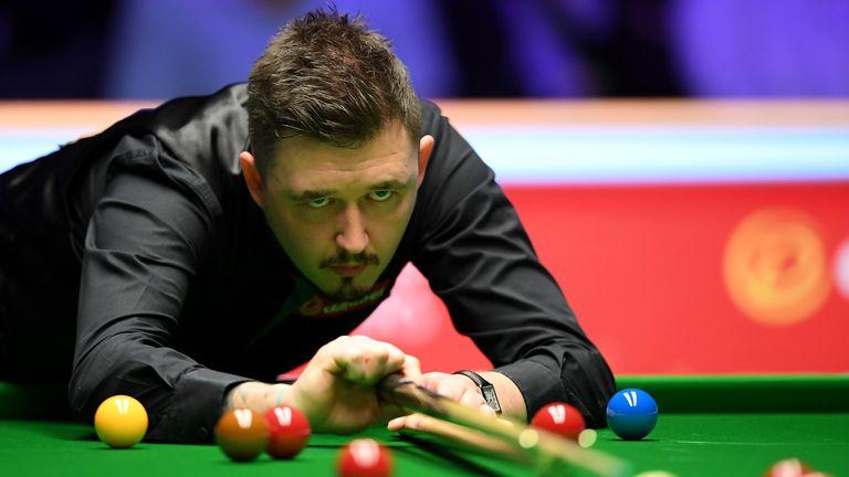 Kyren Wilson in action at the World Snooker Championship at the Crucible, Sheffield