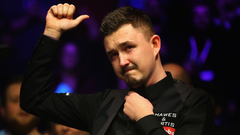 A dejected Kyren Wilson shows his emotions during The Dafabet Master Final between Kyren Wilson and Mark Allen at Alexandra Palace on January 21, 2018 in London, England.