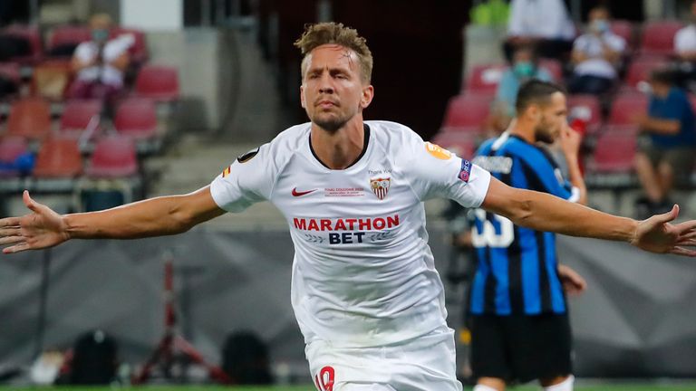 Luuk de Jong celebrates after scoring his team's first goal 