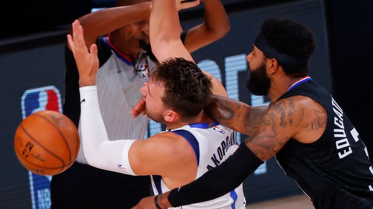 The Clippers' Marcus Morris Sr. was ejected for this incident with Luka Doncic 