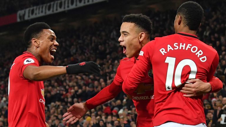 Anthony Martial, Mason Greenwood and Marcus Rashford