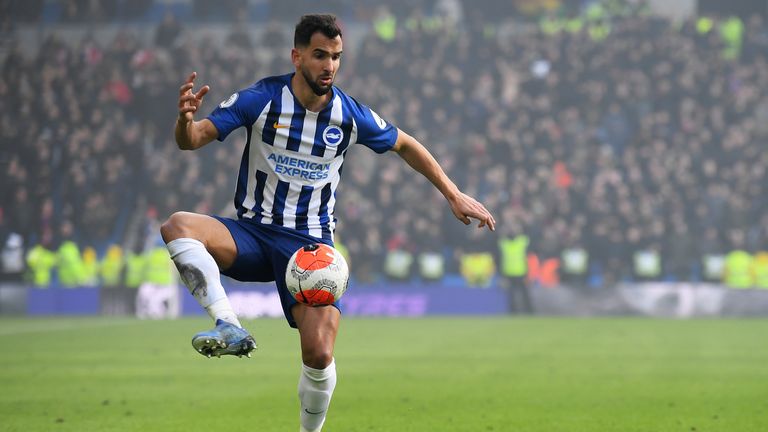 Martin Montoya of Brighton & Hove Albion in action during the Premier League match between Brighton & Hove Albion and Crystal Palace 