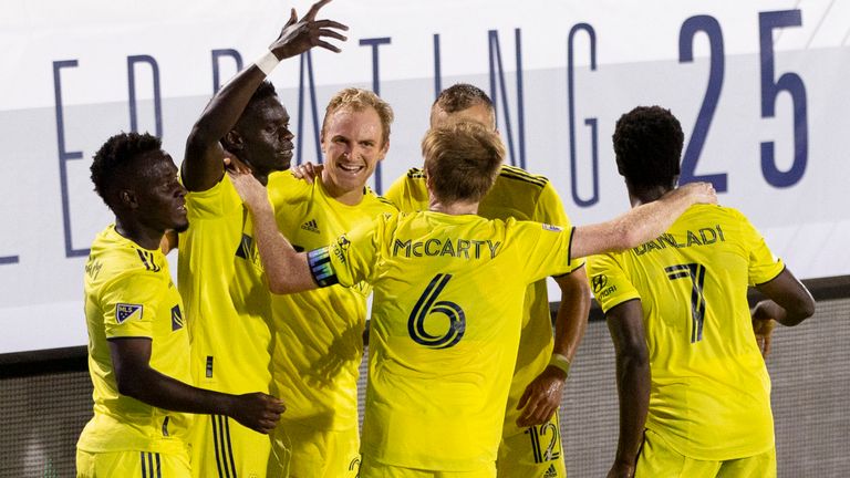 Nashville celebrate David Accam's late goal. Pic: USA Today/MLSsoccer