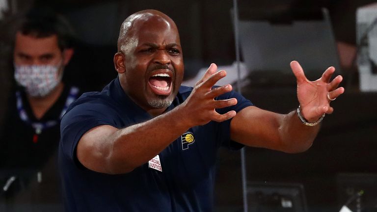 Pacers coach Nate McMillan issues instructions from the sideline