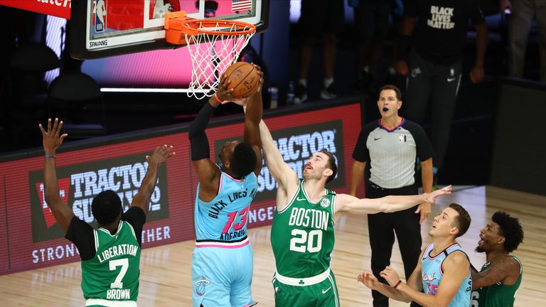 21 points apiece from Bam Adebayo and Duncan Robinson helped the Miami Heat emerge 112-106 winners over the Boston Celtics.