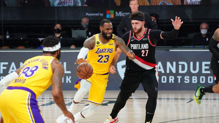 Lebron James And Anthony Davis Combine For 79 Points As Lakers Complete Series Win Over Trail Blazers Nba News Sky Sports