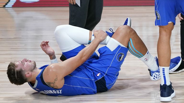 Luka Doncic suffers and ankle injury for the Dallas Mavericks