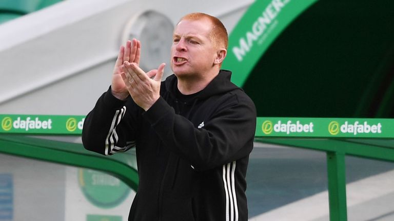 Celtic manager Neil Lennon during the Scottish Premiership match against Hamilton at Celtic Park