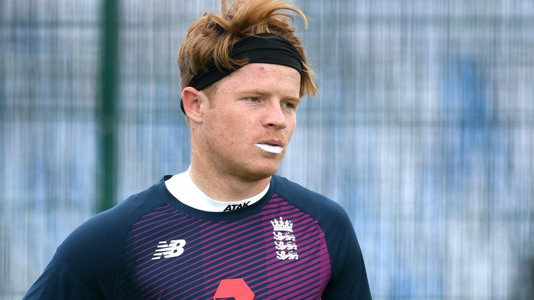 Ollie Pope of England looks on during a England Nets Session at Emirates Old Trafford on August 03, 2020 in Manchester, England.