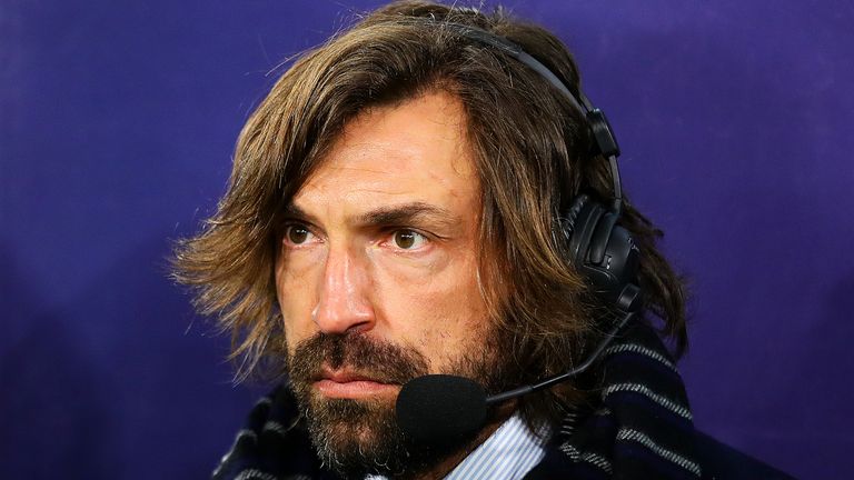 TURIN, ITALY - MARCH 12: Andrea Pirlo looks on during the UEFA Champions League Round of 16 Second Leg match between Juventus and Club de Atletico Madrid at Allianz Stadium on March 12, 2019 in Turin, Italy. (Photo by Chris Brunskill/Fantasista/Getty Images)