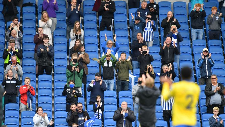 The Premier League are determined to have full stadia again as soon as is safe 