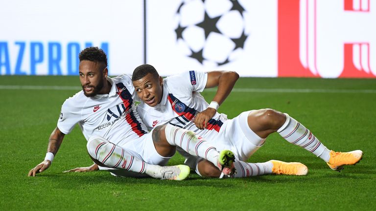 Neymar and Kylian Mbappe celebrate PSG's incredible late comeback