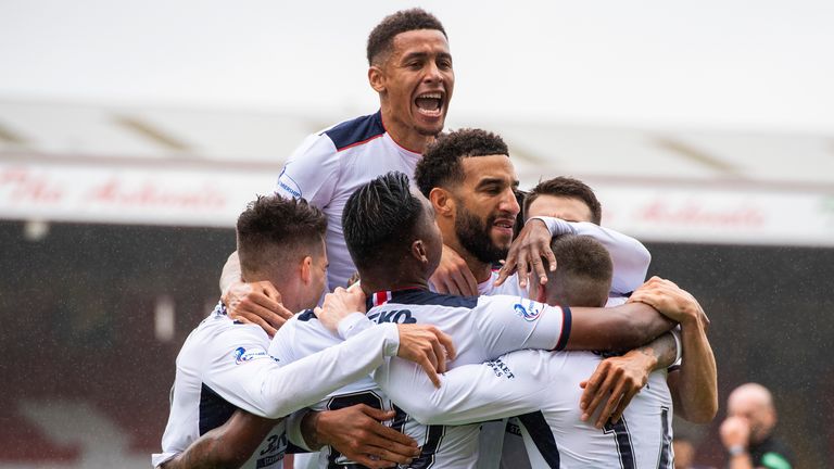 Rangers celebrate Ryan Kent's goal against Aberdeen 