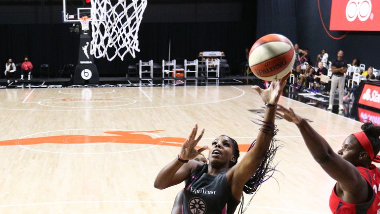 Reshanda Gray of the Los Angeles Sparks shoots the ball against the Atlanta Dream