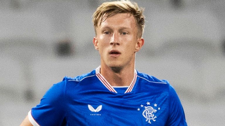 LYON, FRANCE - JULY 16: Ross McCrorie during the friendly match between  Lyon and Rangers at the Groupama Stadium on July 16, 2020, in Lyon, France.  